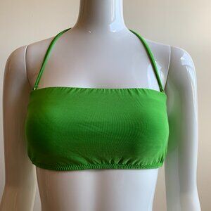 Raisins Green solid bandeau strapless bikini top